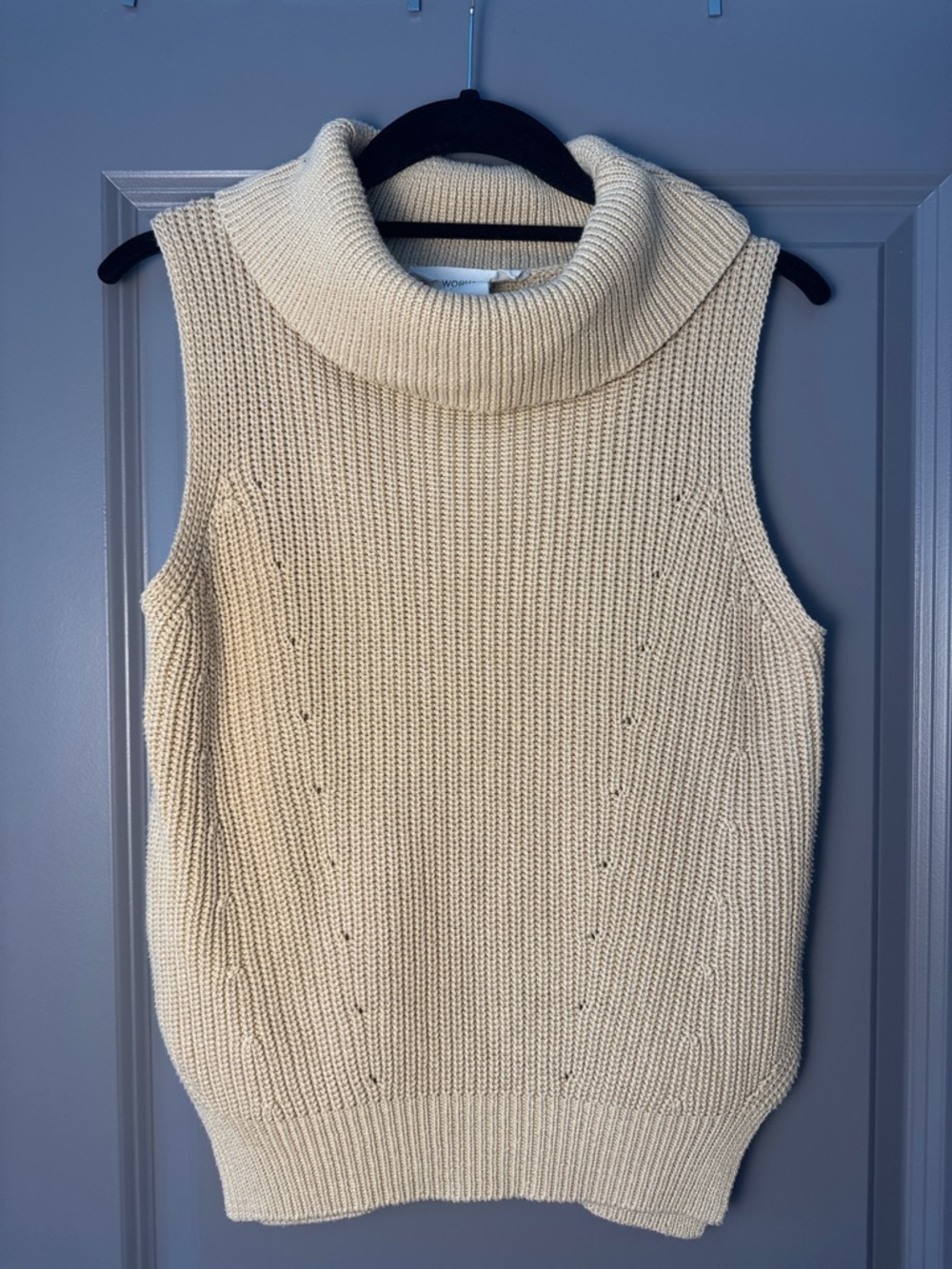 Workshop Republic Cream Chunky Knit Sleeveless Cowl Neck Sweater Tank Top Small - Picture 2 of 7